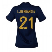 Maglie da calcio Francia Lucas Hernandez #21 Prima Maglia Femminile Mondiali 2022 Manica Corta